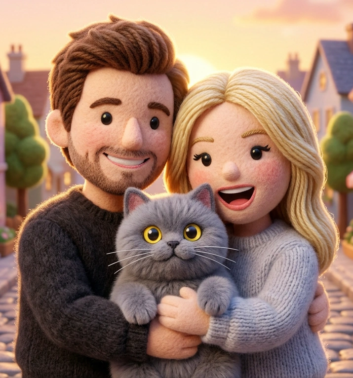 3D-иллюстрация: люди как плюшевые персонажи в игрушечном мире